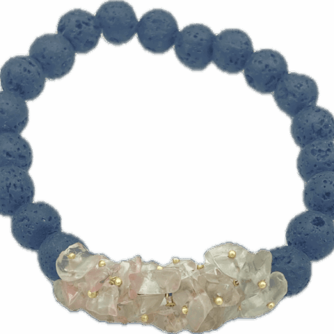 Bracciale in pietra lavica dell’Etna e pietre semipreziose