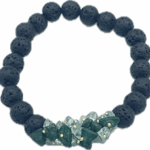 Bracciale in pietra lavica dell'Etna e pietre semipreziose