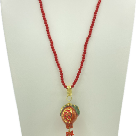 Collana in Pasta di Corallo con Melograno in Ceramica