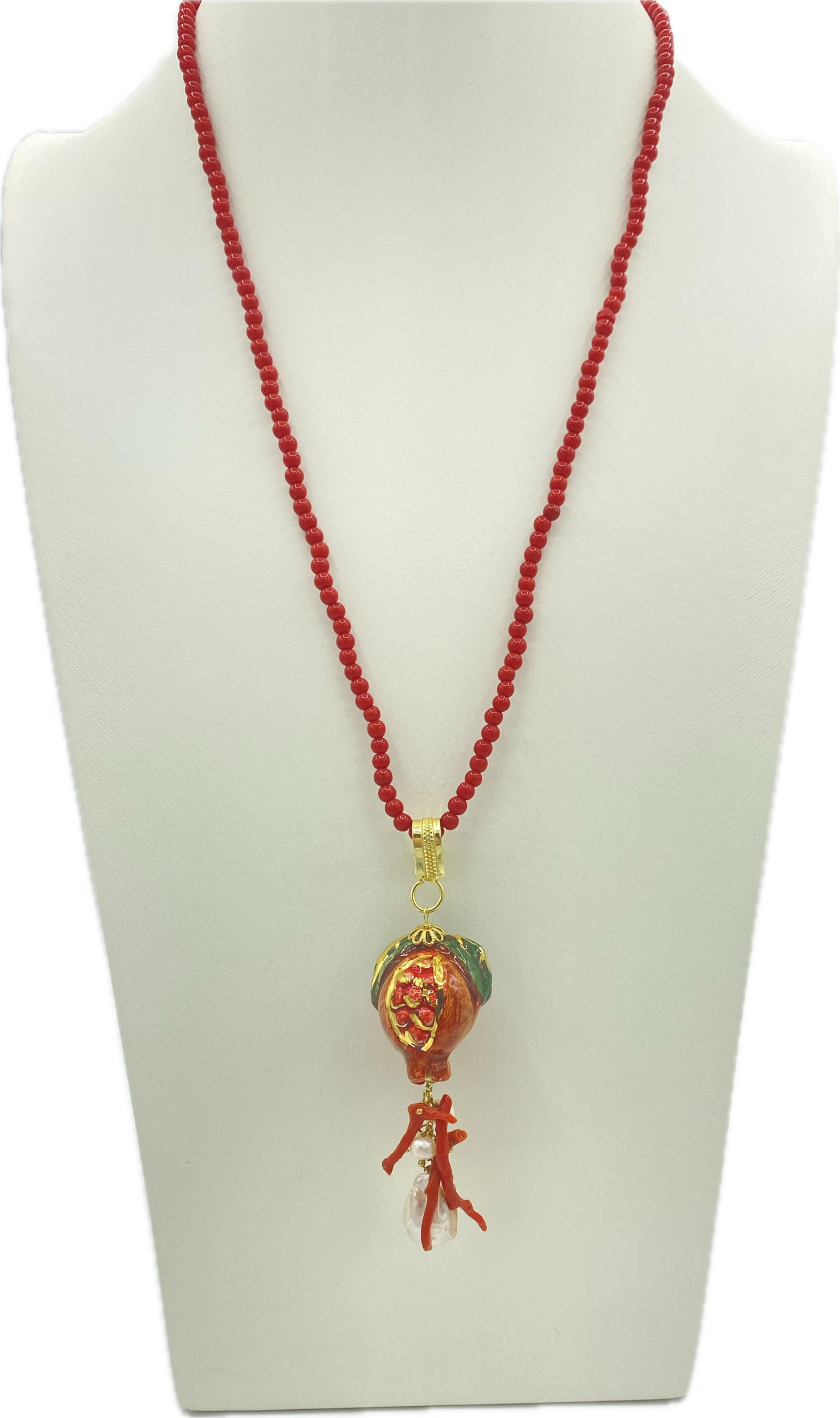 Collana in Pasta di Corallo con Melograno in Ceramica