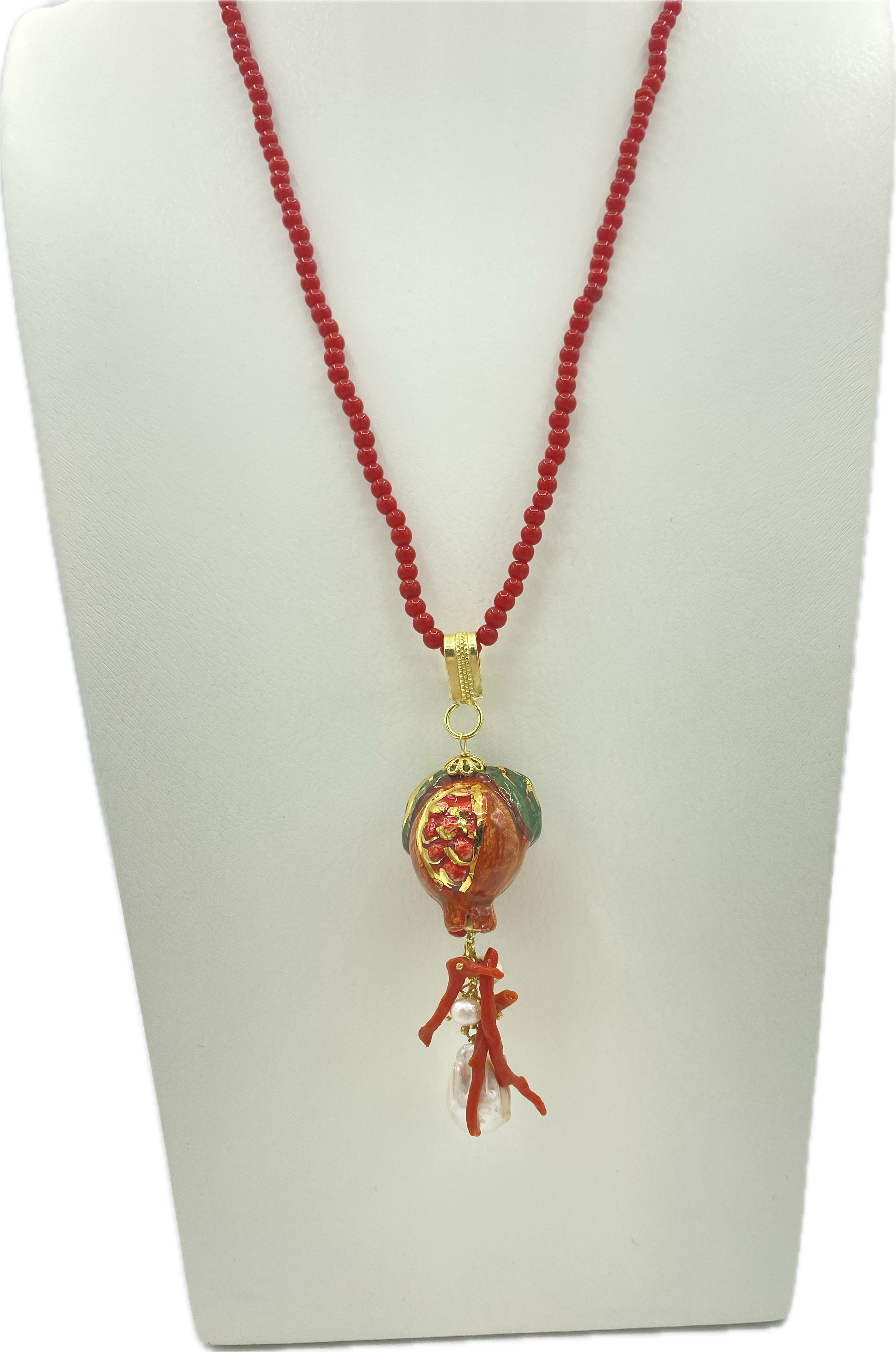 Collana in Pasta di Corallo con Melograno in Ceramica