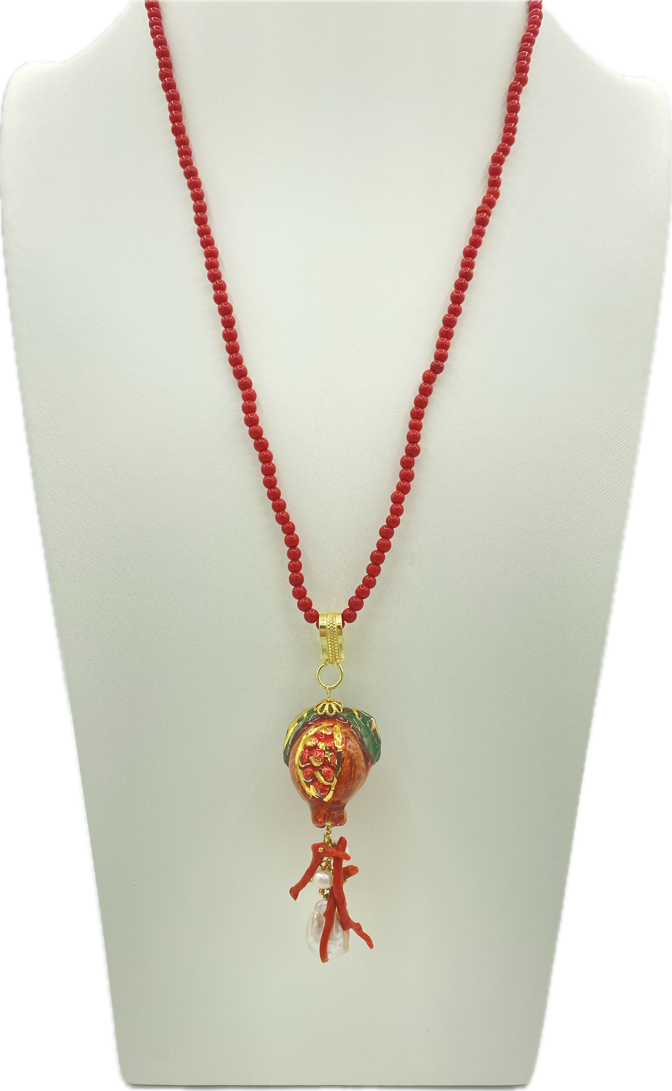 Collana in Pasta di Corallo con Melograno in Ceramica