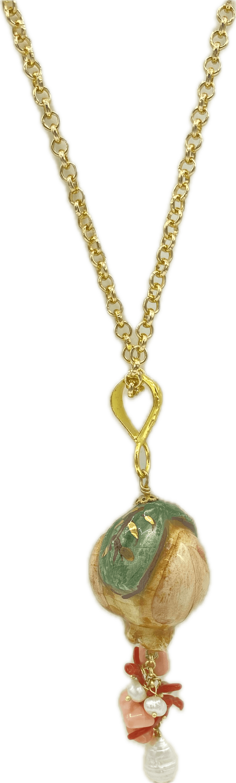 Ciondolo con Catena in ottone e melograno in ceramica