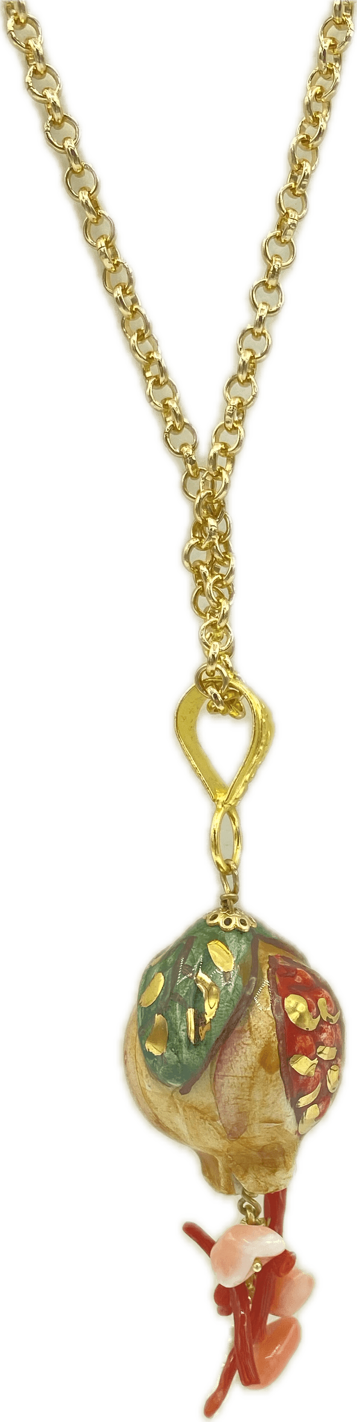 Ciondolo con Catena in ottone e melograno in ceramica