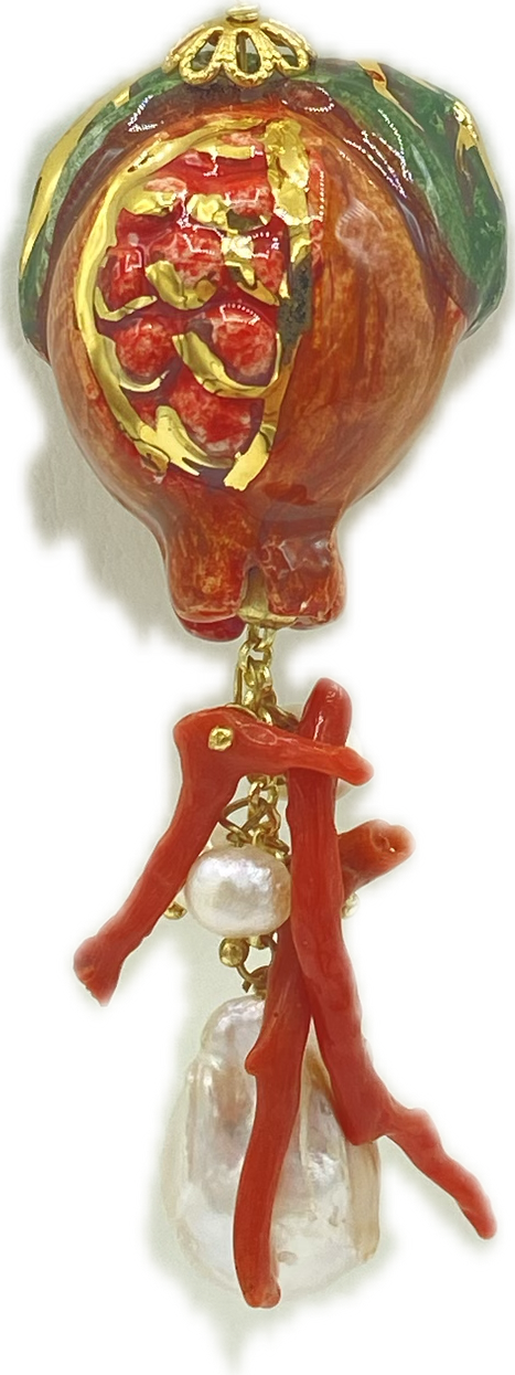 Collana in Pasta di Corallo con Melograno in Ceramica