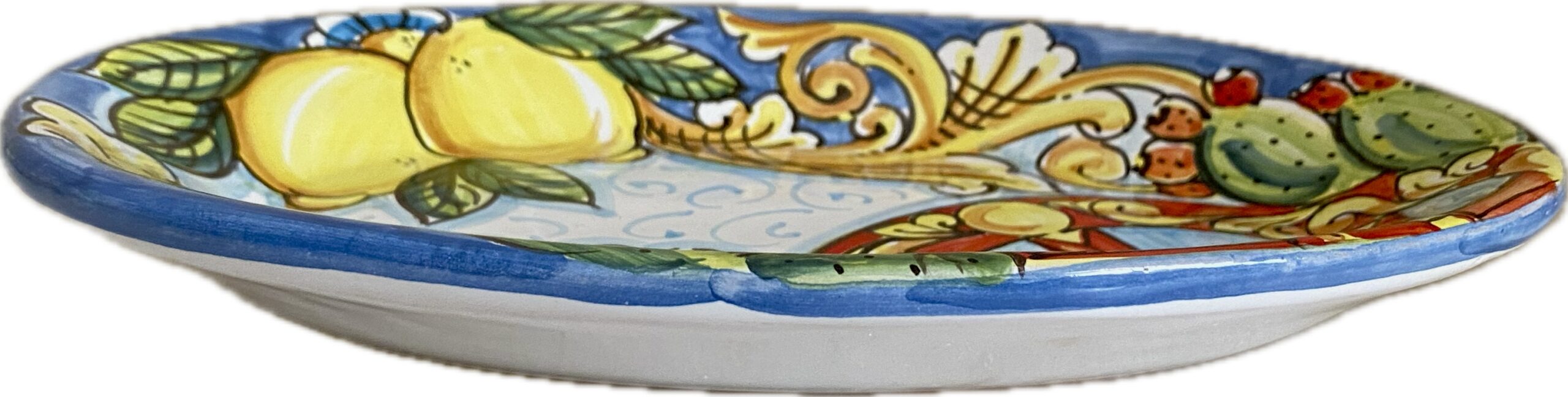 Piatto Ovale in Ceramica Dipinto a Mano in Stile Siciliano