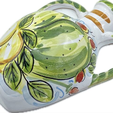 Mezza Anfora da Appendere in Ceramica Dipinta a Mano con Limoni e Fichi d’India