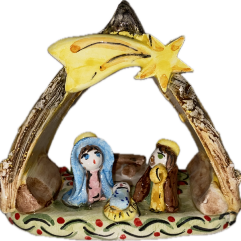Presepe in Ceramica Modellato e Dipinto a Mano in Stile Siciliano