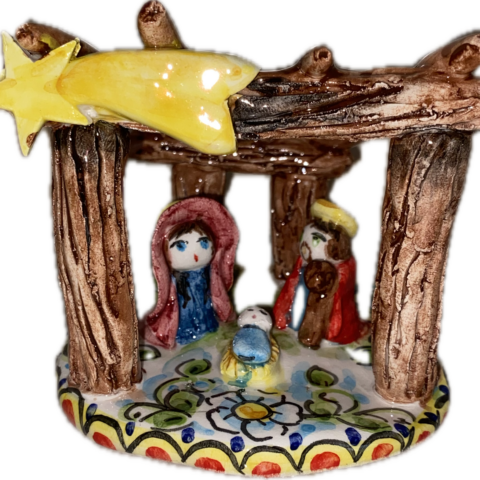 Presepe in Ceramica Modellato e Dipinto a Mano in Stile Siciliano