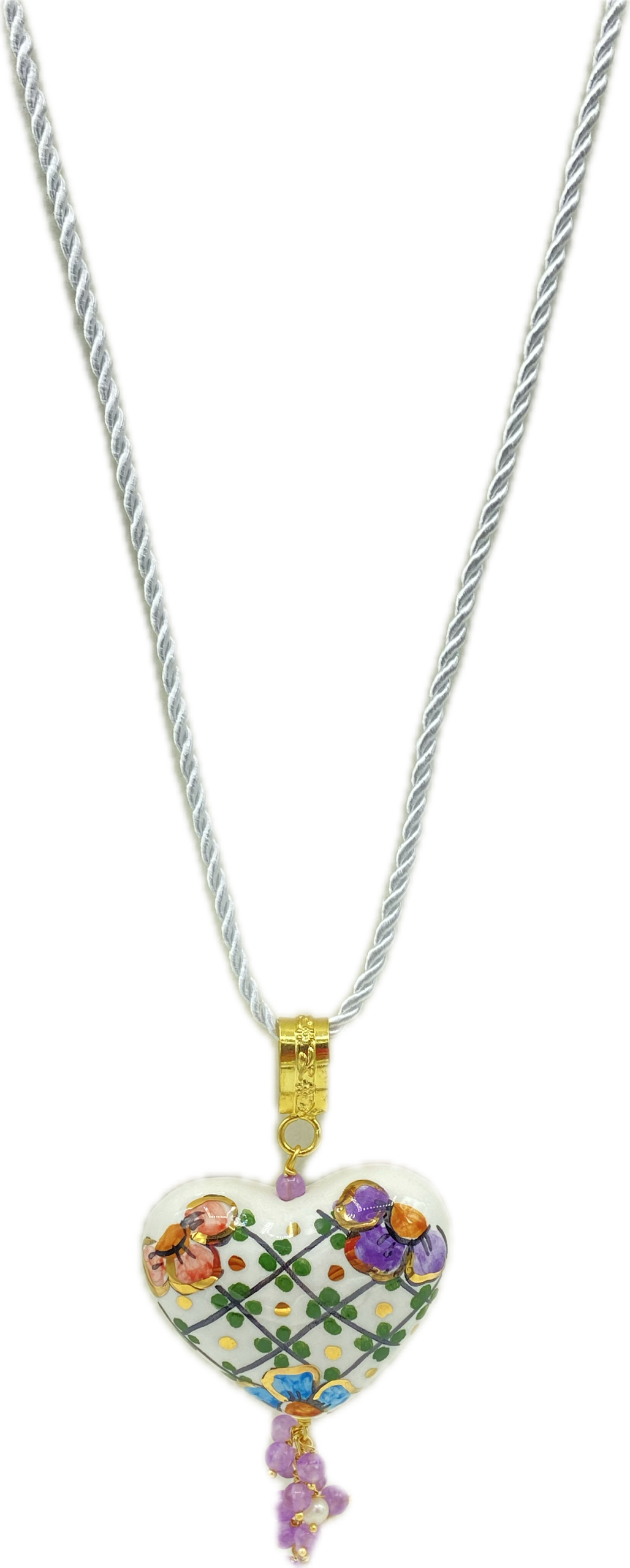 Ciondolo Cuore in Ceramica e Lustro in Oro