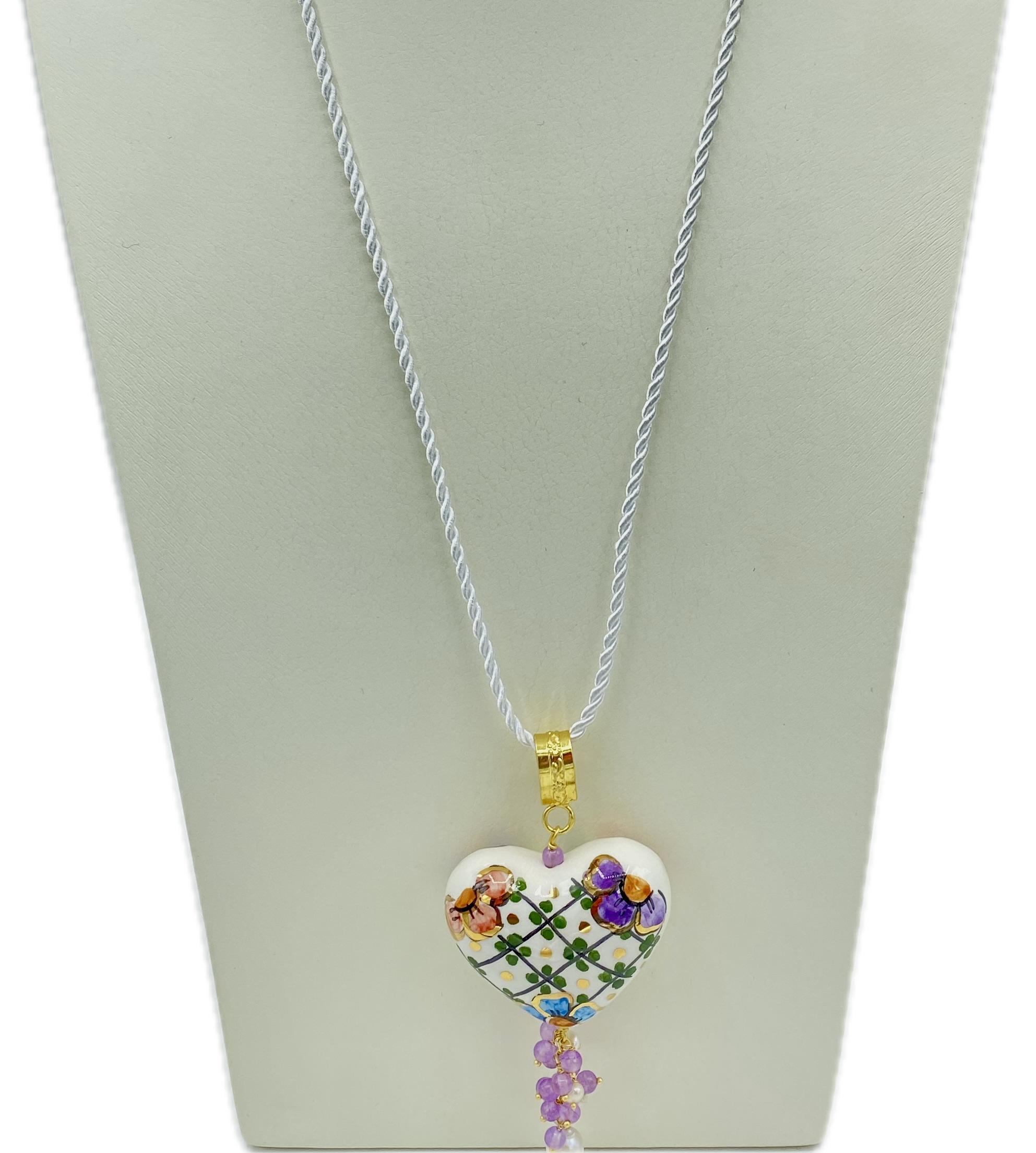 Ciondolo Cuore in Ceramica e Lustro in Oro