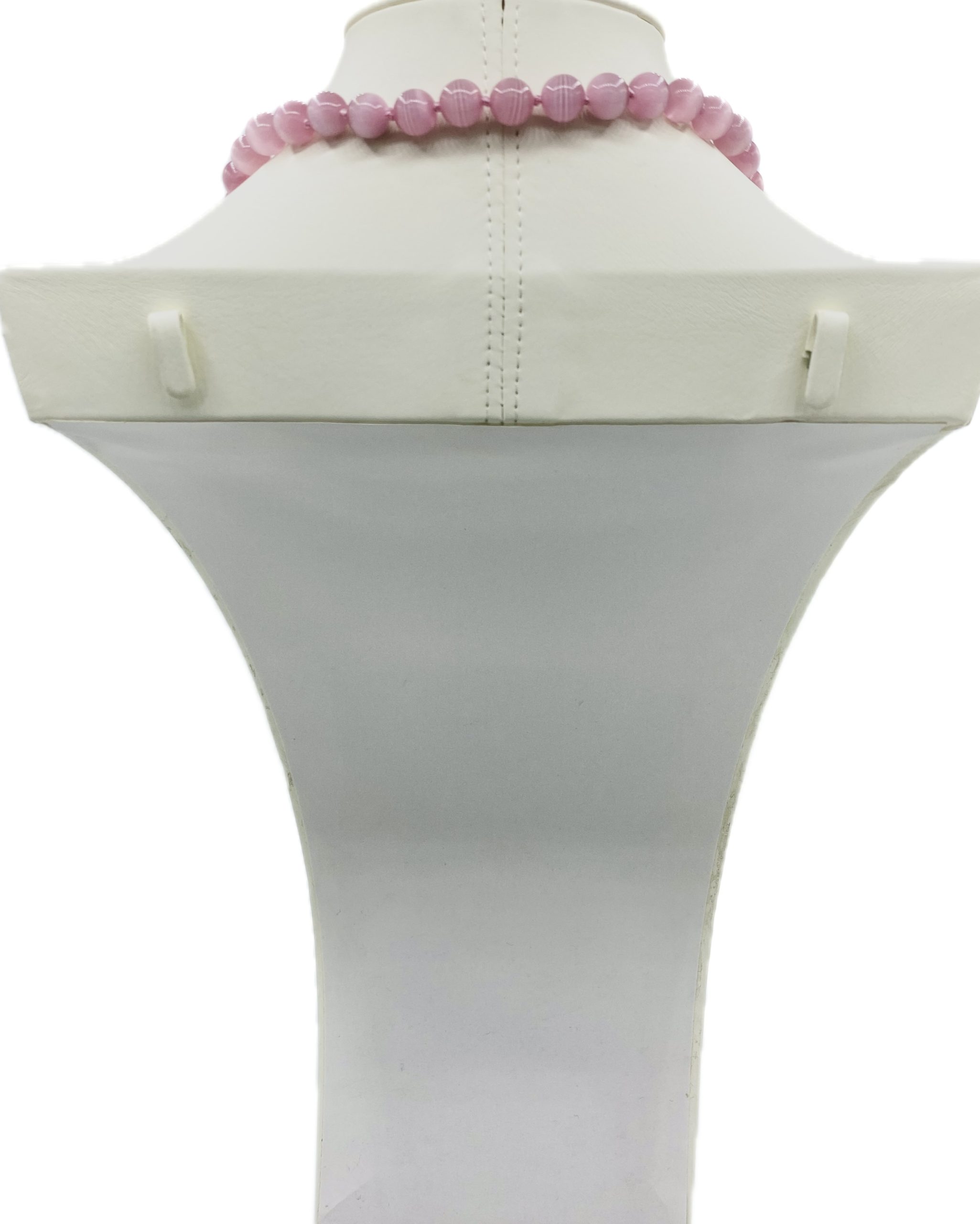 Collana in Occhio di Gatto Rosa con Testa di Moro Donna in ceramica