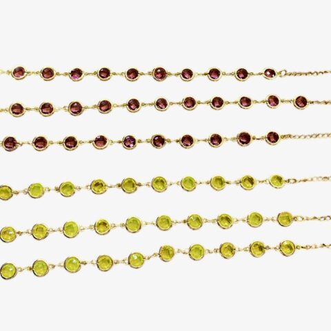 Bracciali in Swarovski colorati con struttura in ottone e pietra dura a goccia