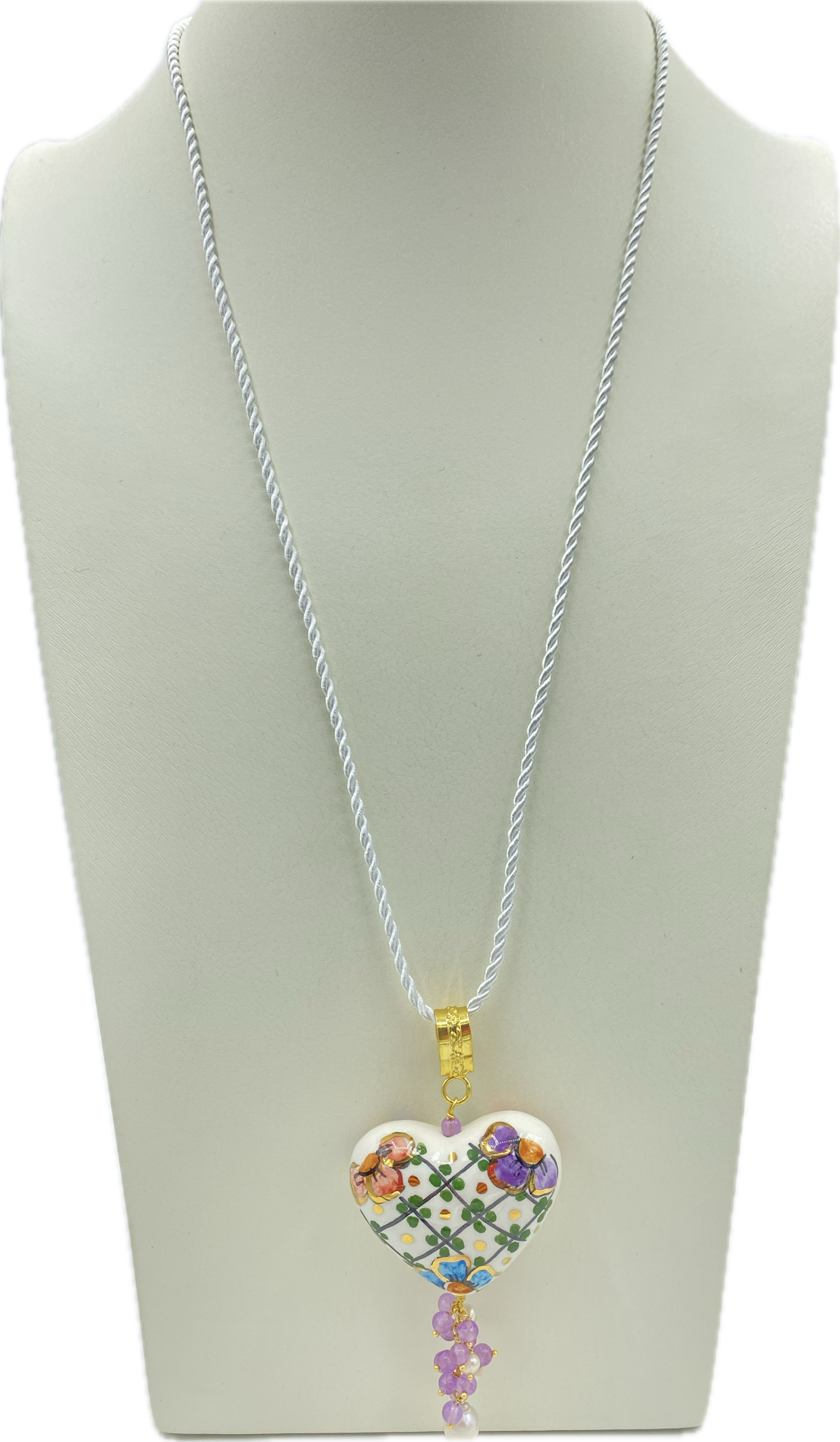 Ciondolo Cuore in Ceramica e Lustro in Oro