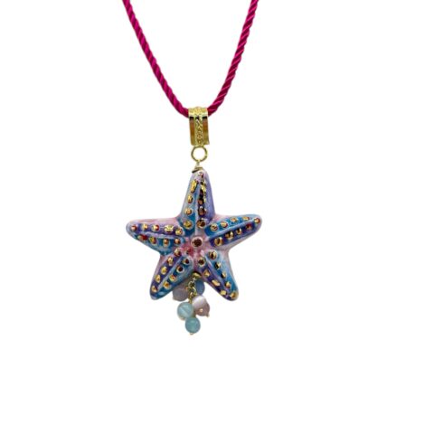 ✨⭐Ciondolo con Stella in Ceramica, Pietre Dure e Lustro in Oro💗✨