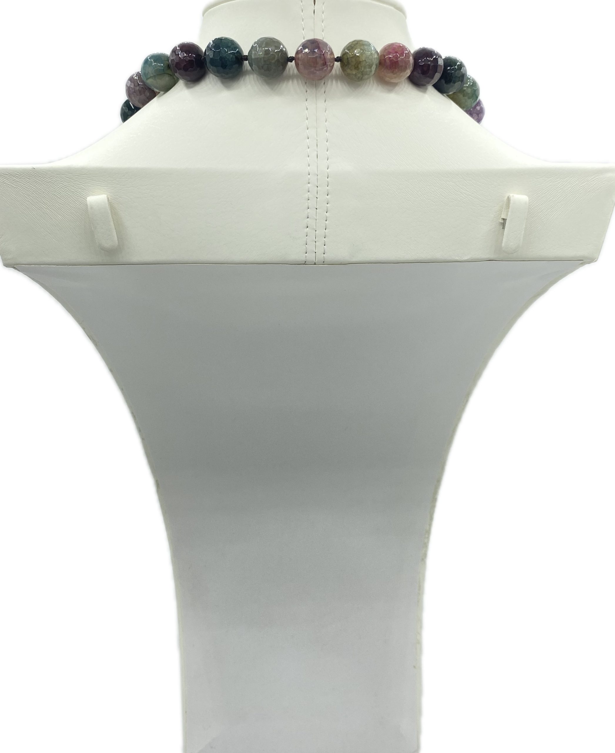 Collana in Tormalina Multicolore, Perle di Fiume e Coppia di Teste di Moro in Ceramica con Lustro in Oro