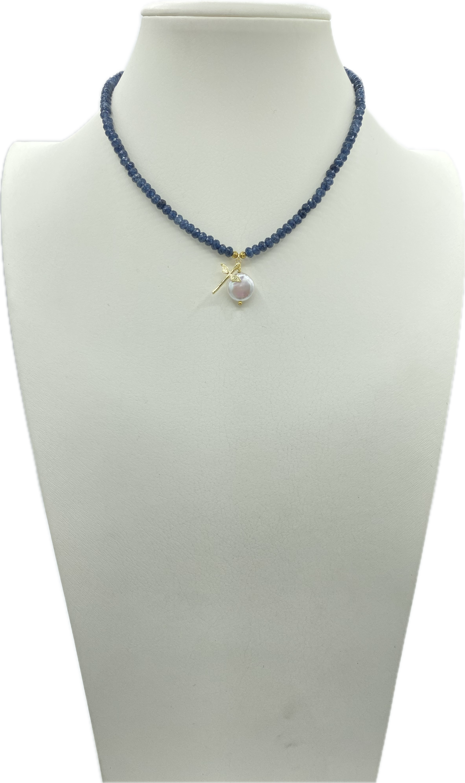 Collane in Agata Sfaccettata in vari colori con Libellula in Ottone e Madreperla