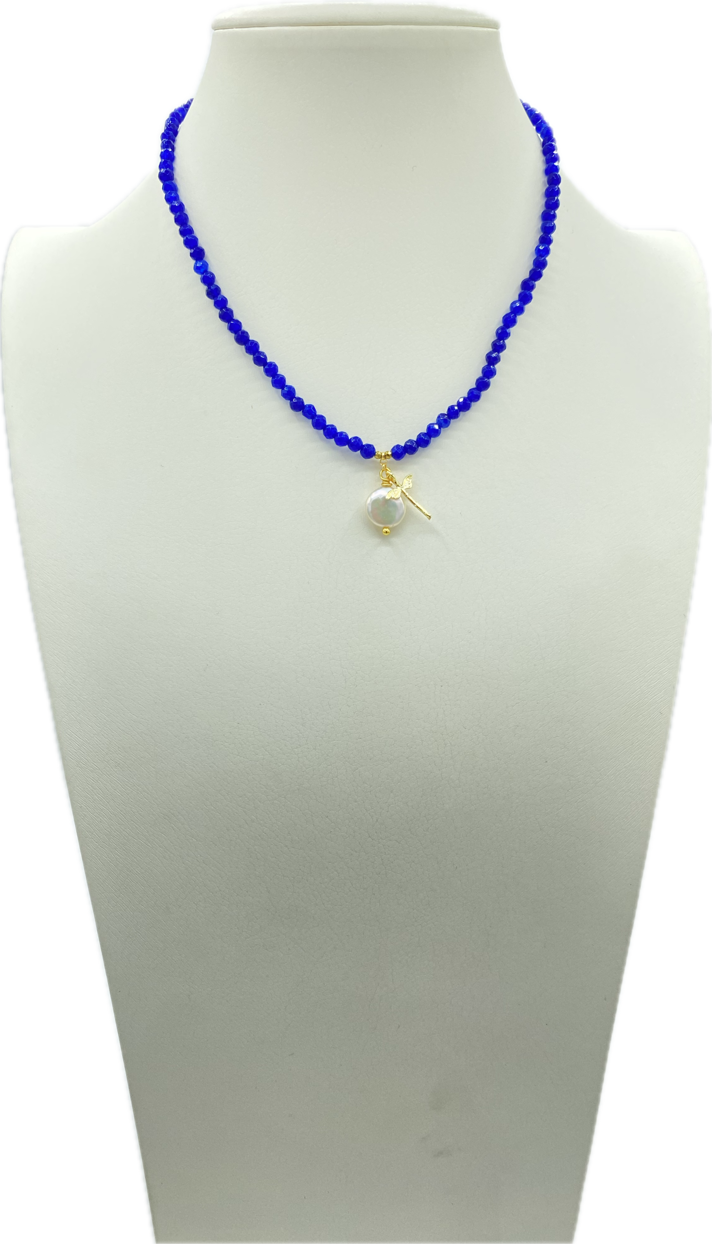Collane in Agata Sfaccettata in vari colori con Libellula in Ottone e Madreperla