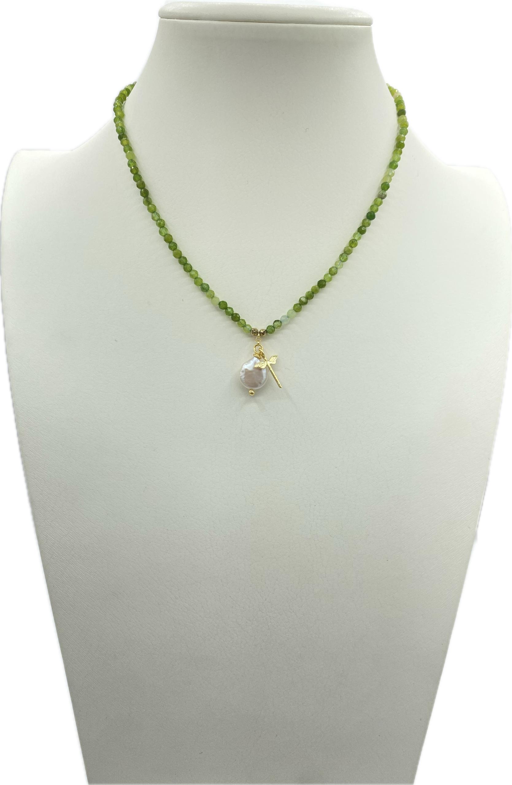 Collane in Agata Sfaccettata in vari colori con Libellula in Ottone e Madreperla