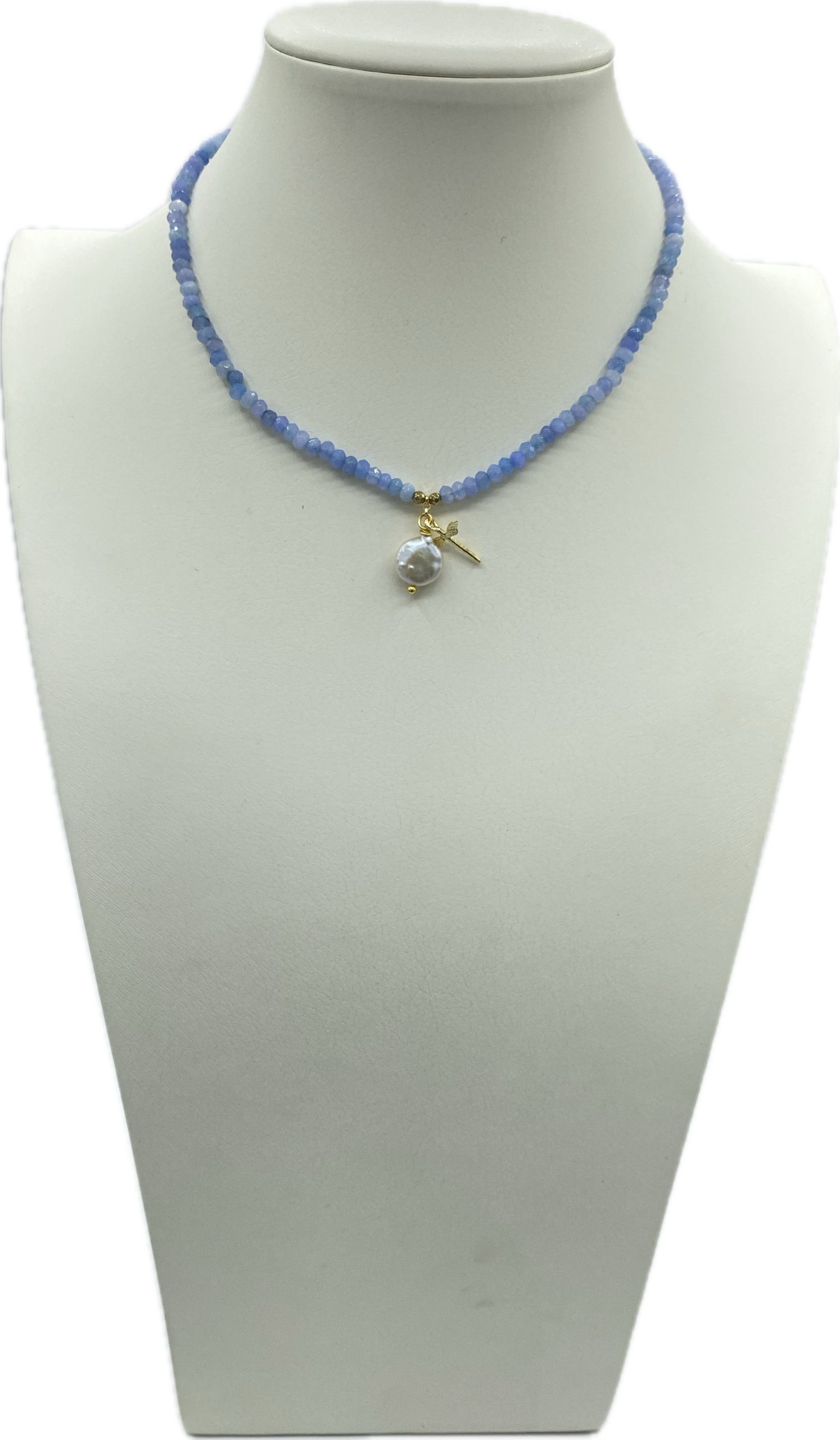 Collane in Agata Sfaccettata in vari colori con Libellula in Ottone e Madreperla