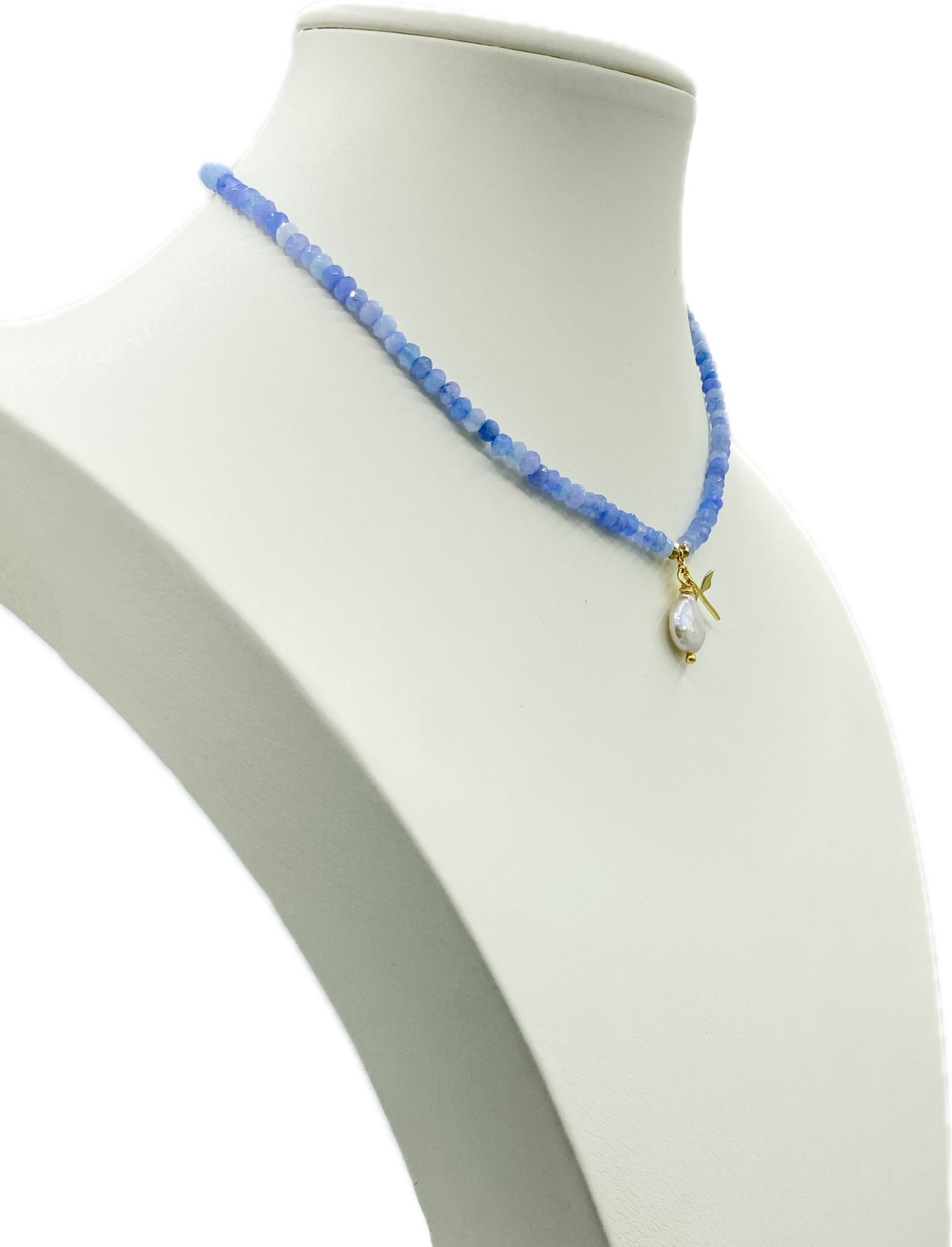 Collane in Agata Sfaccettata in vari colori con Libellula in Ottone e Madreperla