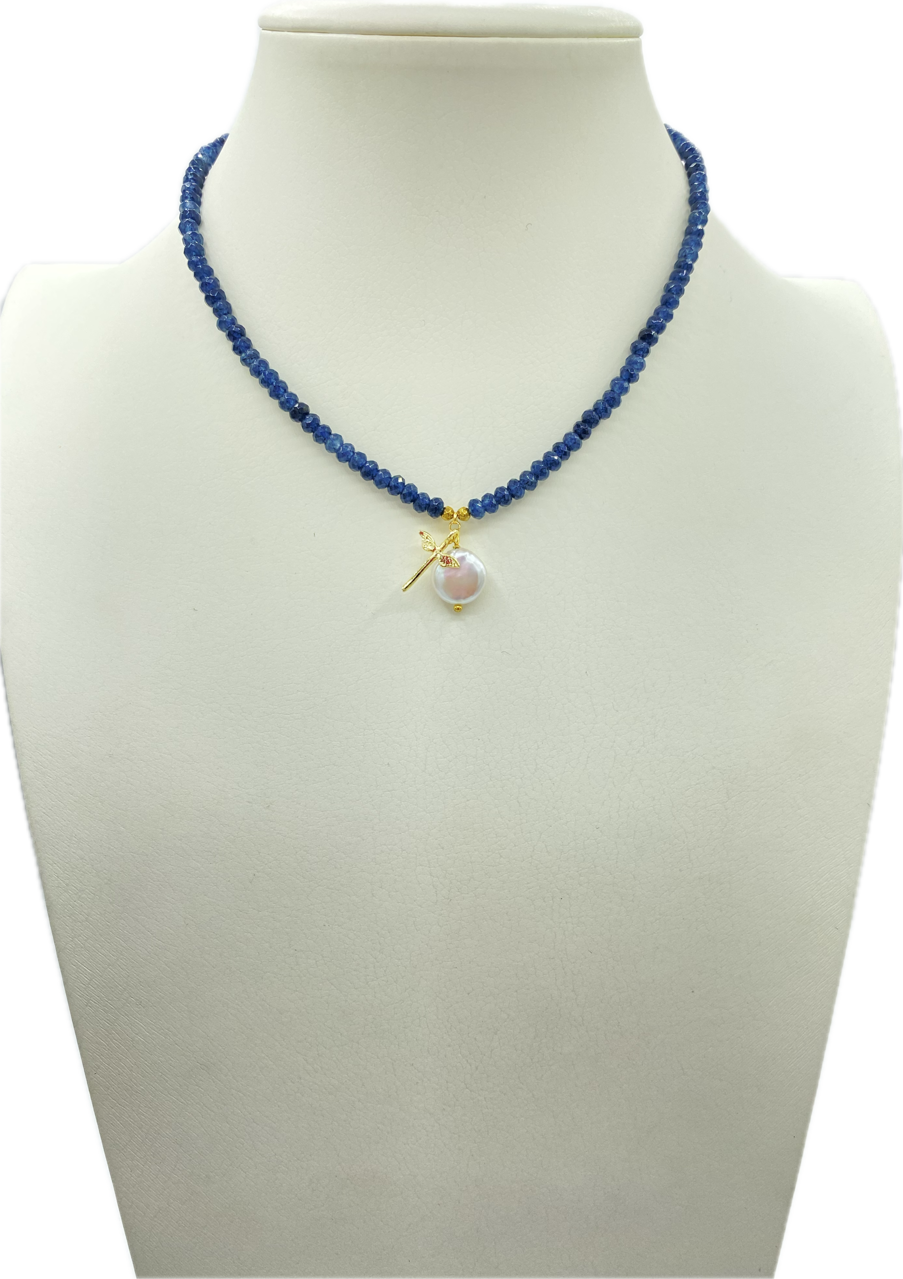Collane in Agata Sfaccettata in vari colori con Libellula in Ottone e Madreperla