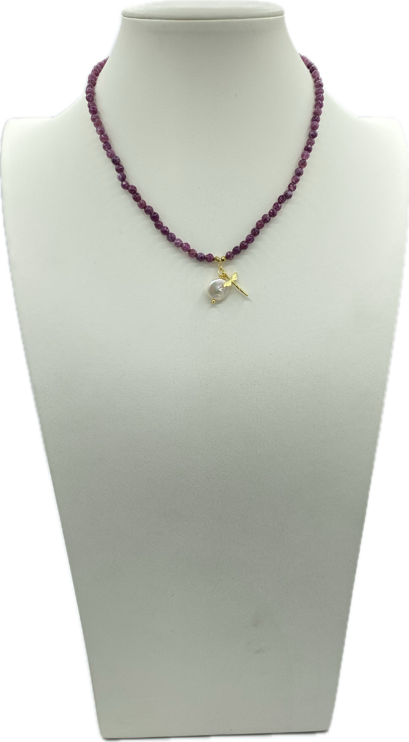 Collane in Agata Sfaccettata in vari colori con Libellula in Ottone e Madreperla
