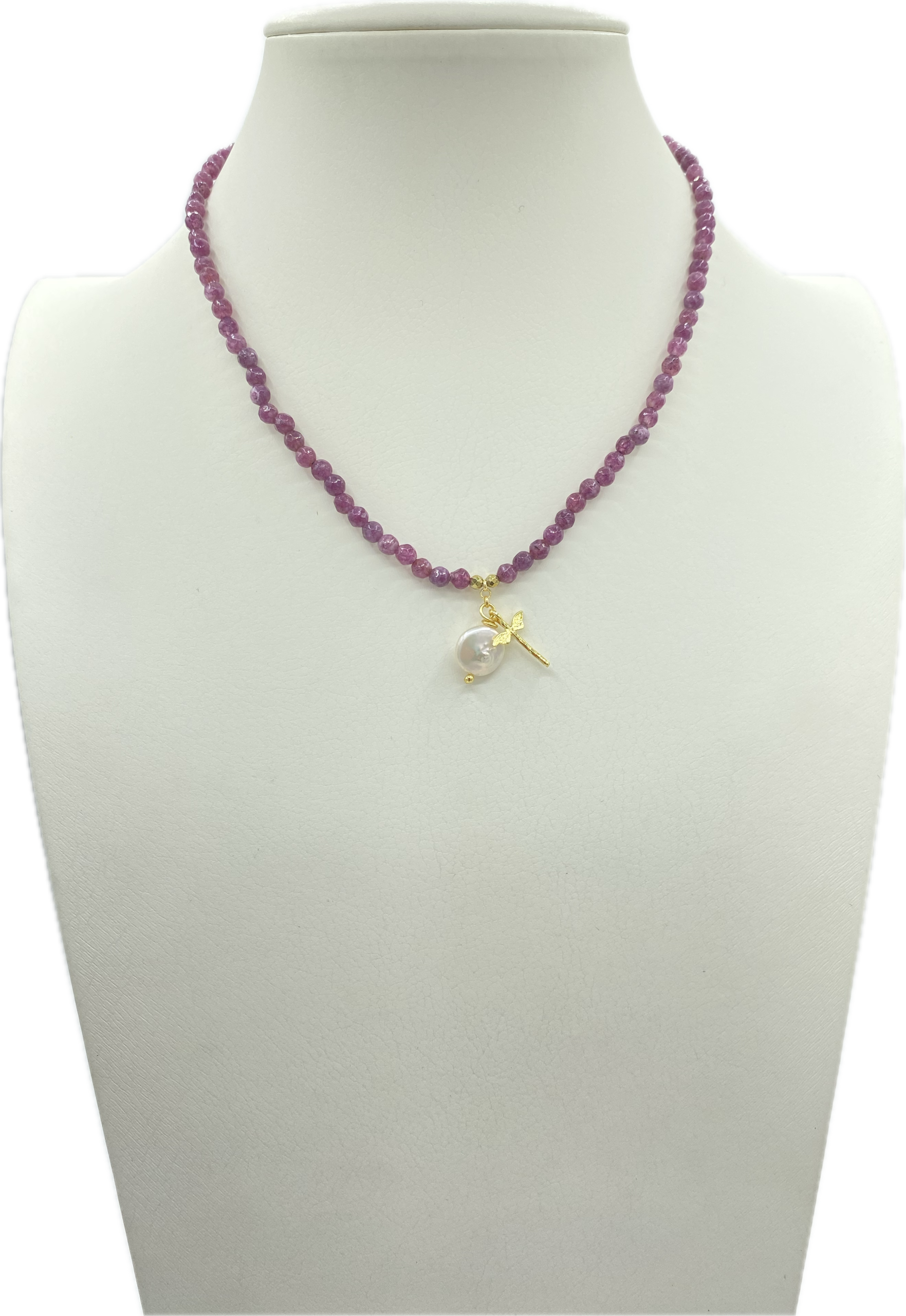 Collane in Agata Sfaccettata in vari colori con Libellula in Ottone e Madreperla