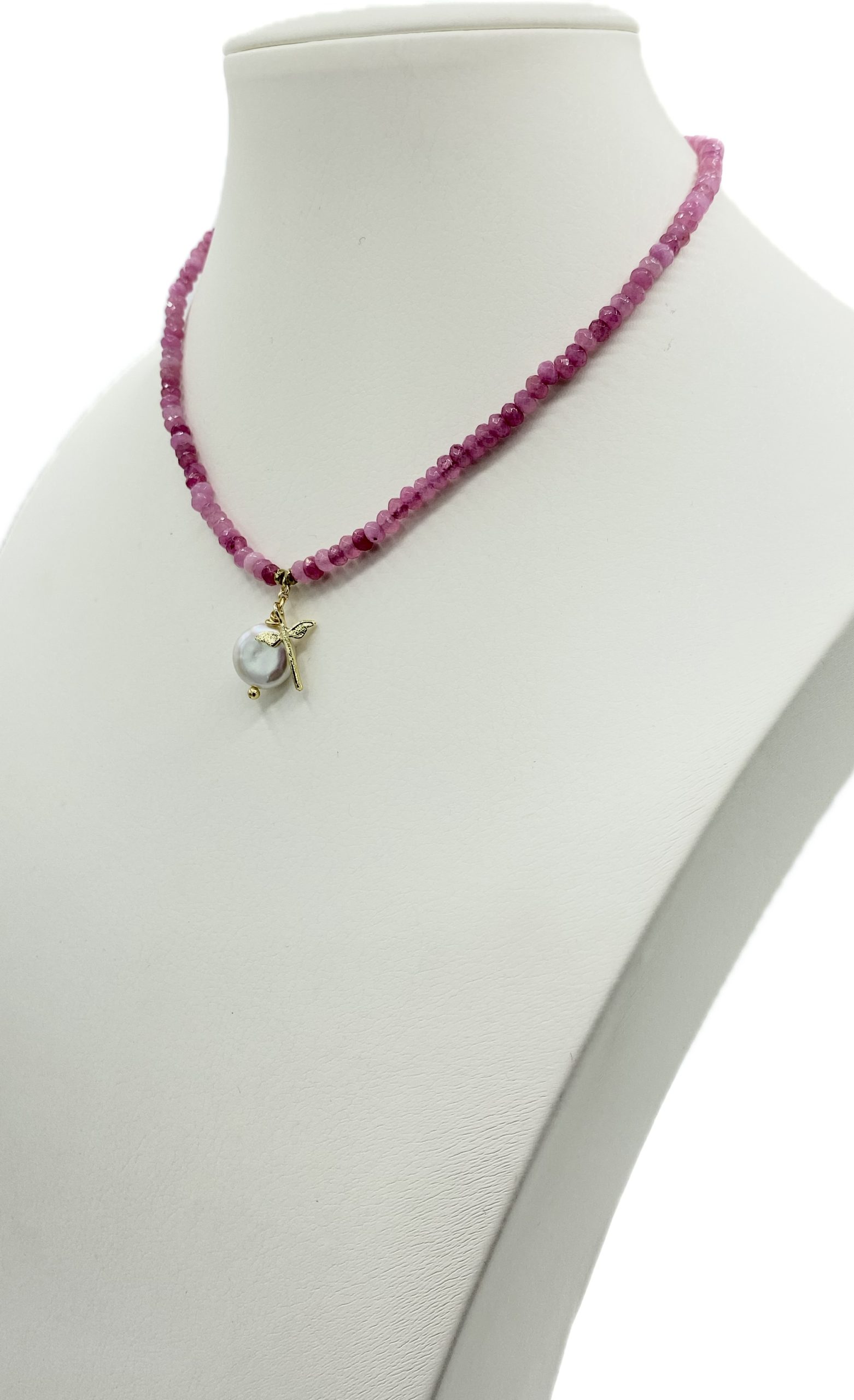Collane in Agata Sfaccettata in vari colori con Libellula in Ottone e Madreperla