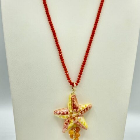 Collana in Swarovski Arancione con Stella in Ceramica