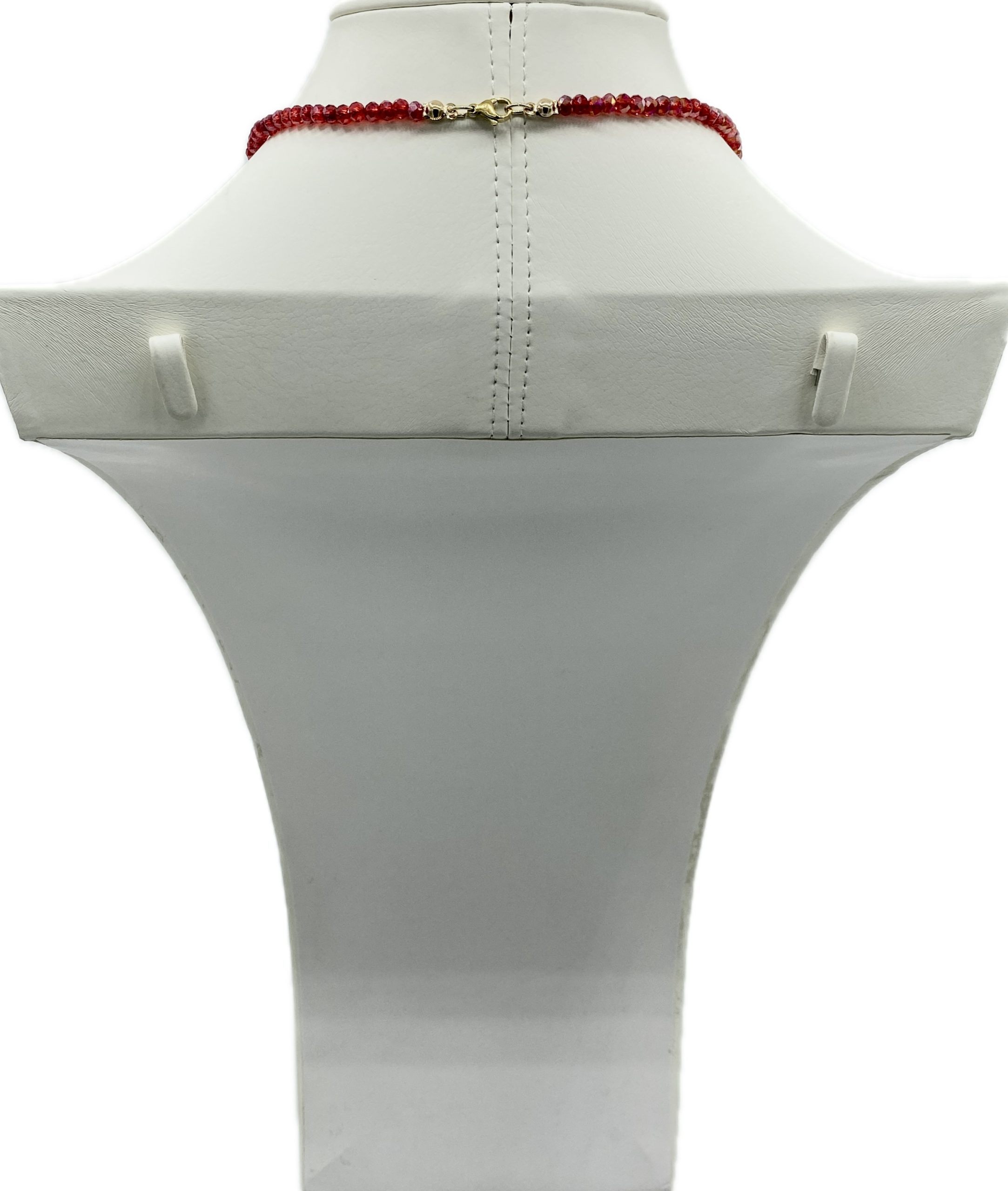 Collana in Swarovski rosso con ciondolo perla in ceramica dipinta a mano