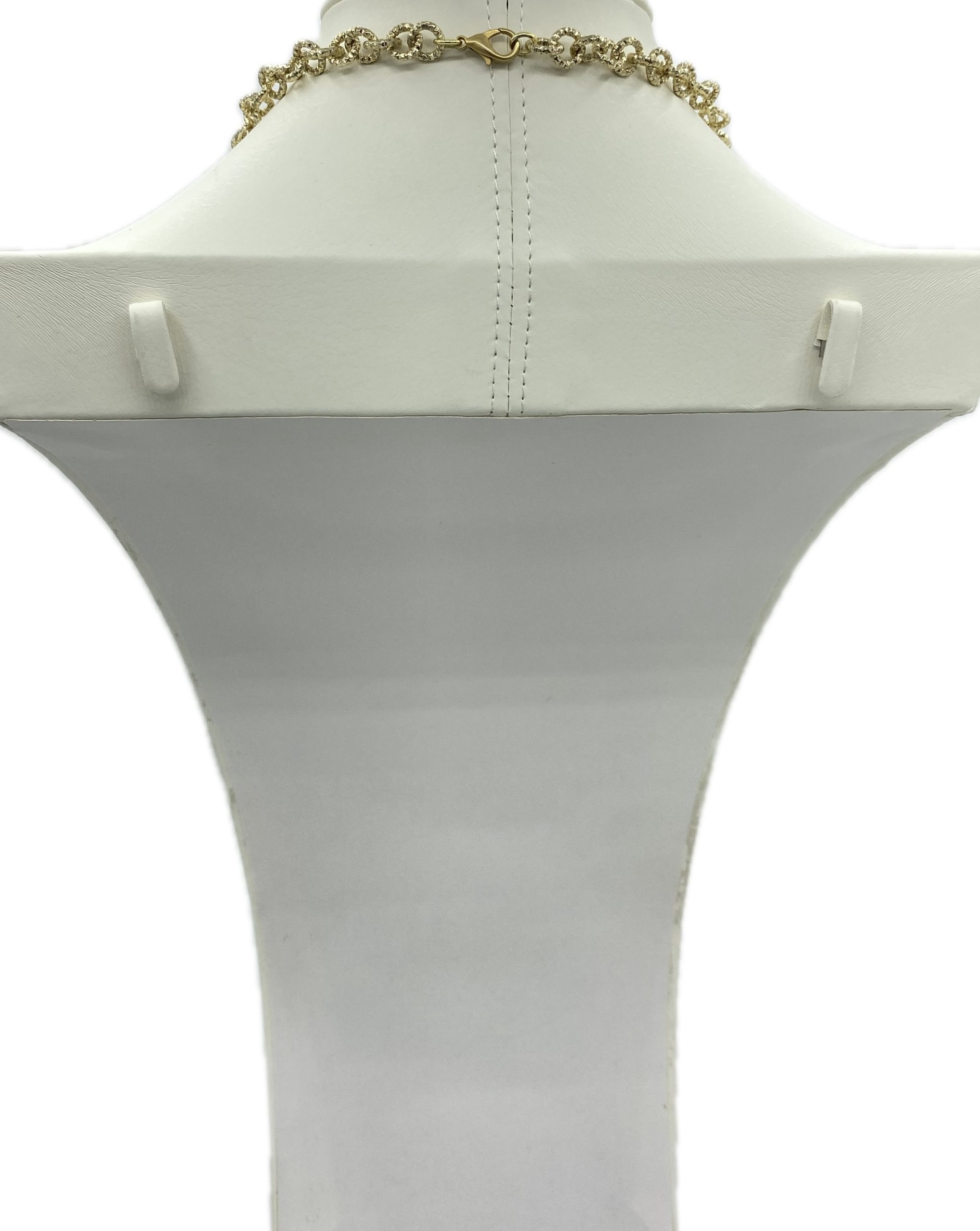 Girocollo in argentone dorato con perle floreali in ceramica