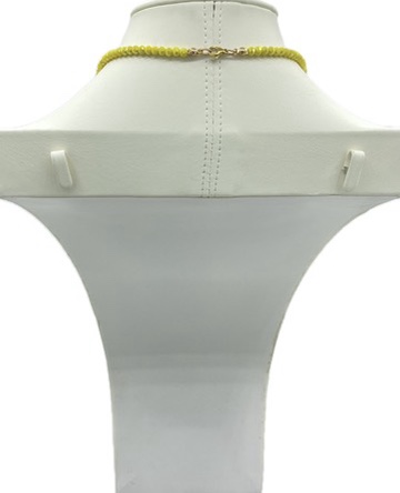 Collana in Swarovski gialla con ciondolo coffa siciliana in ceramica e lustro oro