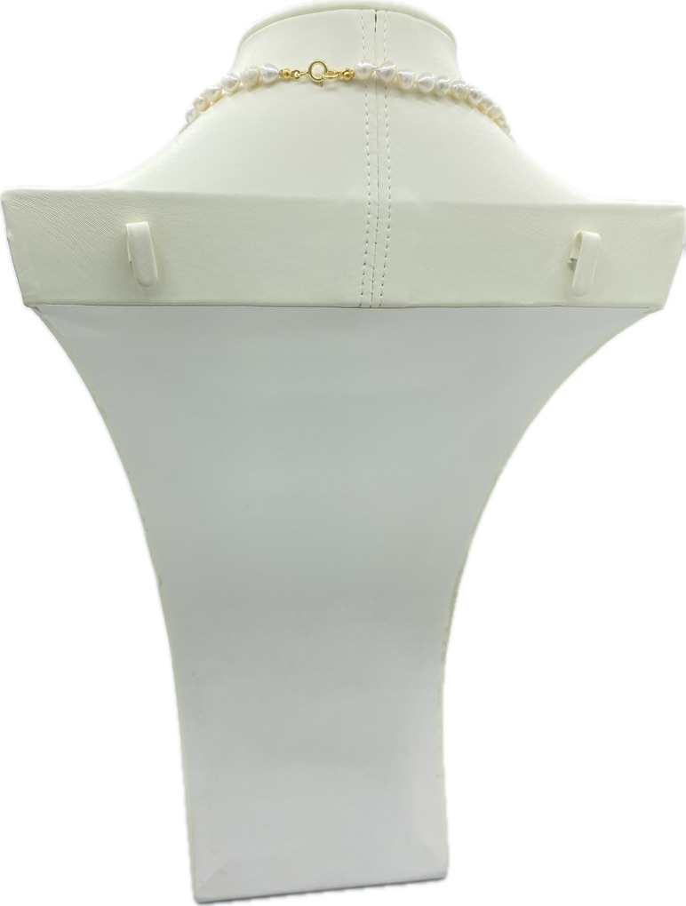 Collana con perle di fiume e ciondolo in agata fuoco grezza