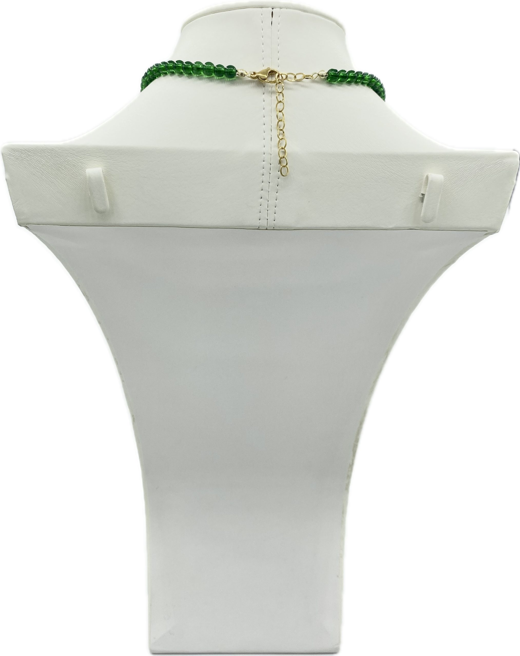 Collana in agata verde con coffa siciliana in ceramica e corallo naturale