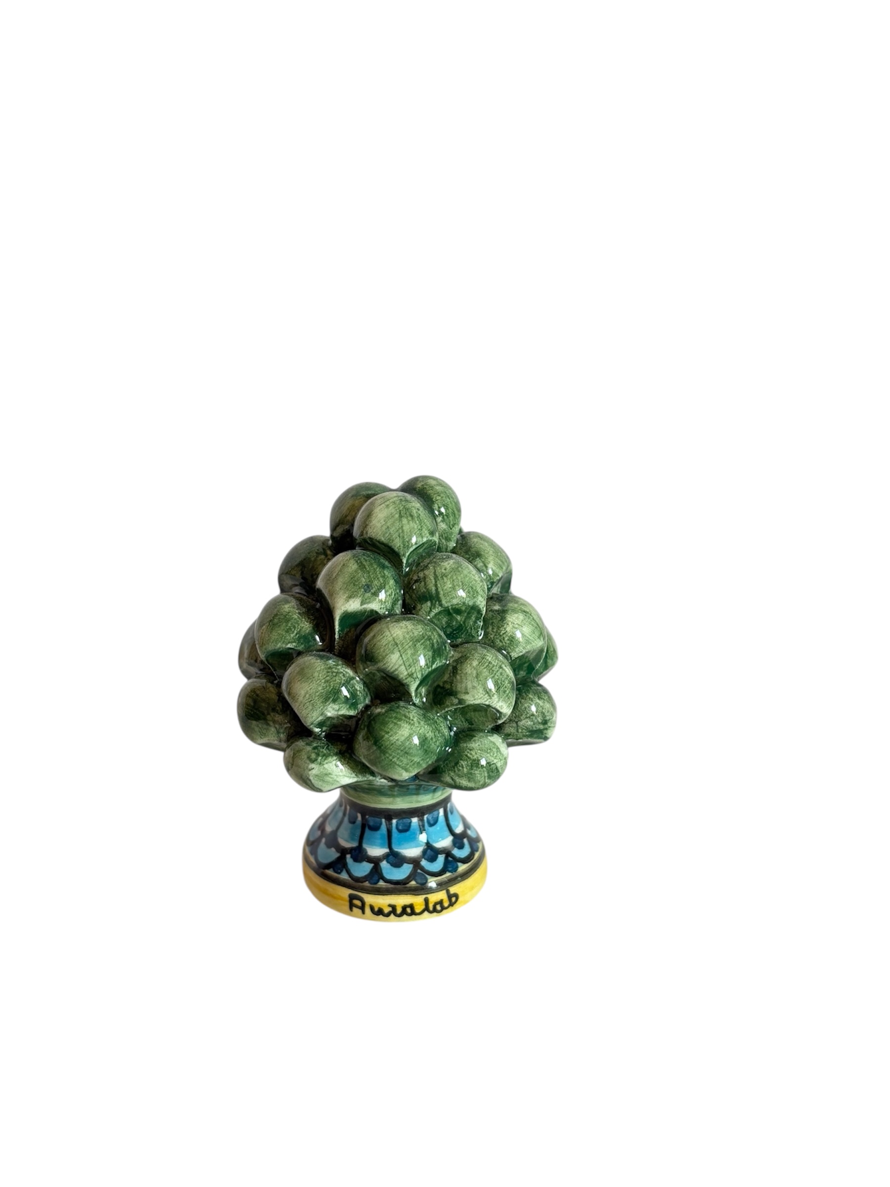 Pigna in ceramica dipinta e modellata a mano (H 6,5\7 cm circa)