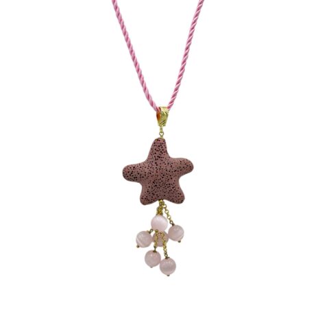 ✨⭐Ciondolo con stella in pietra lavica dell’Etna – Rosa 🌸✨