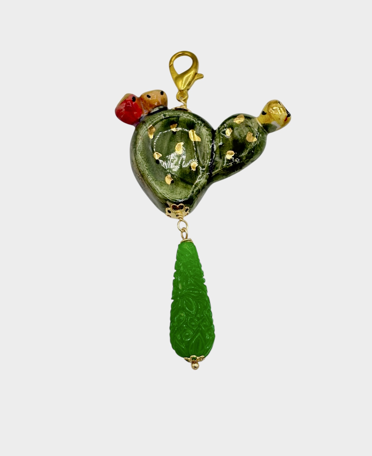 Charms con fico d’India in Ceramica e Lustro in oro