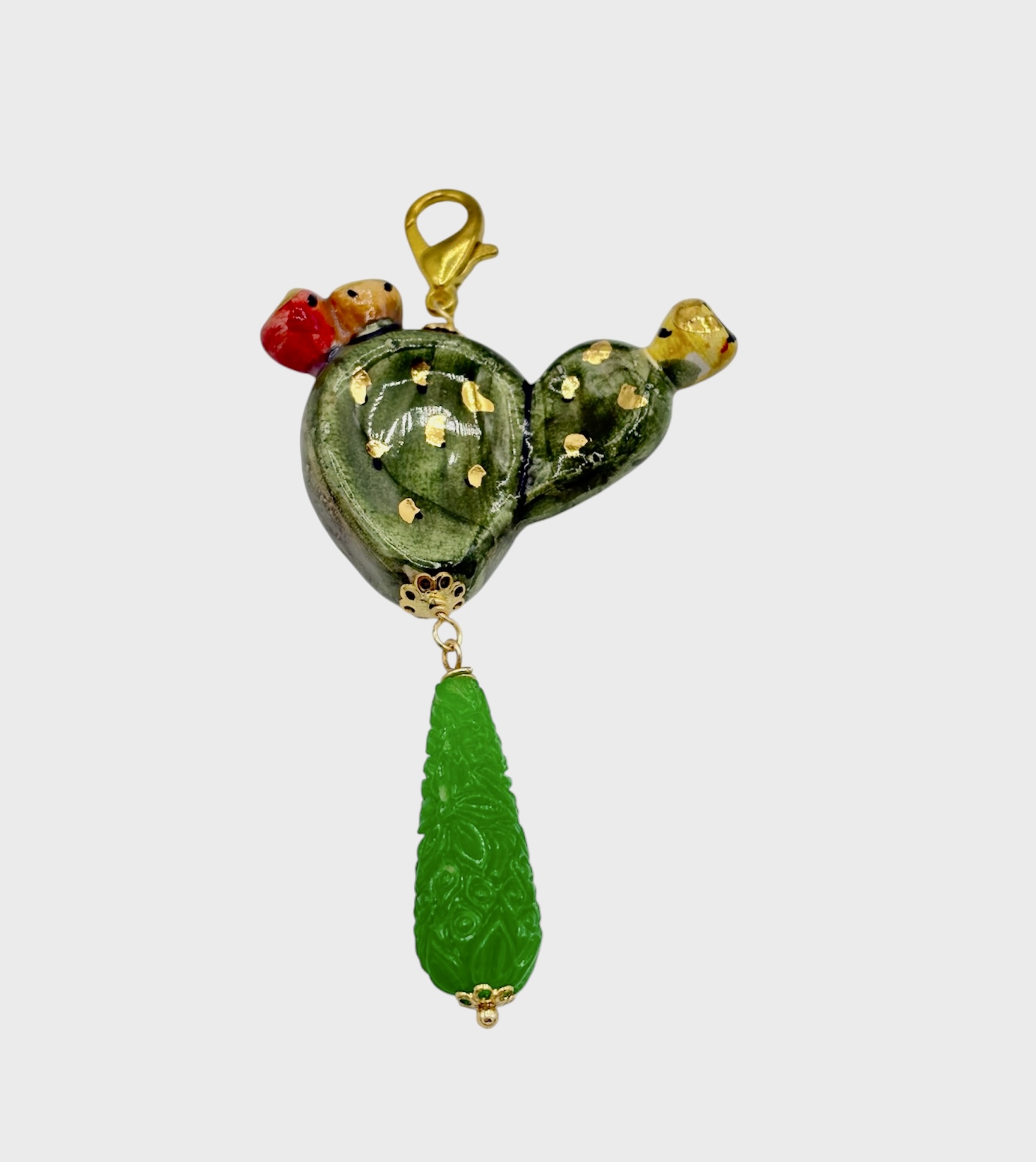 Charms con fico d’India in Ceramica e Lustro in oro
