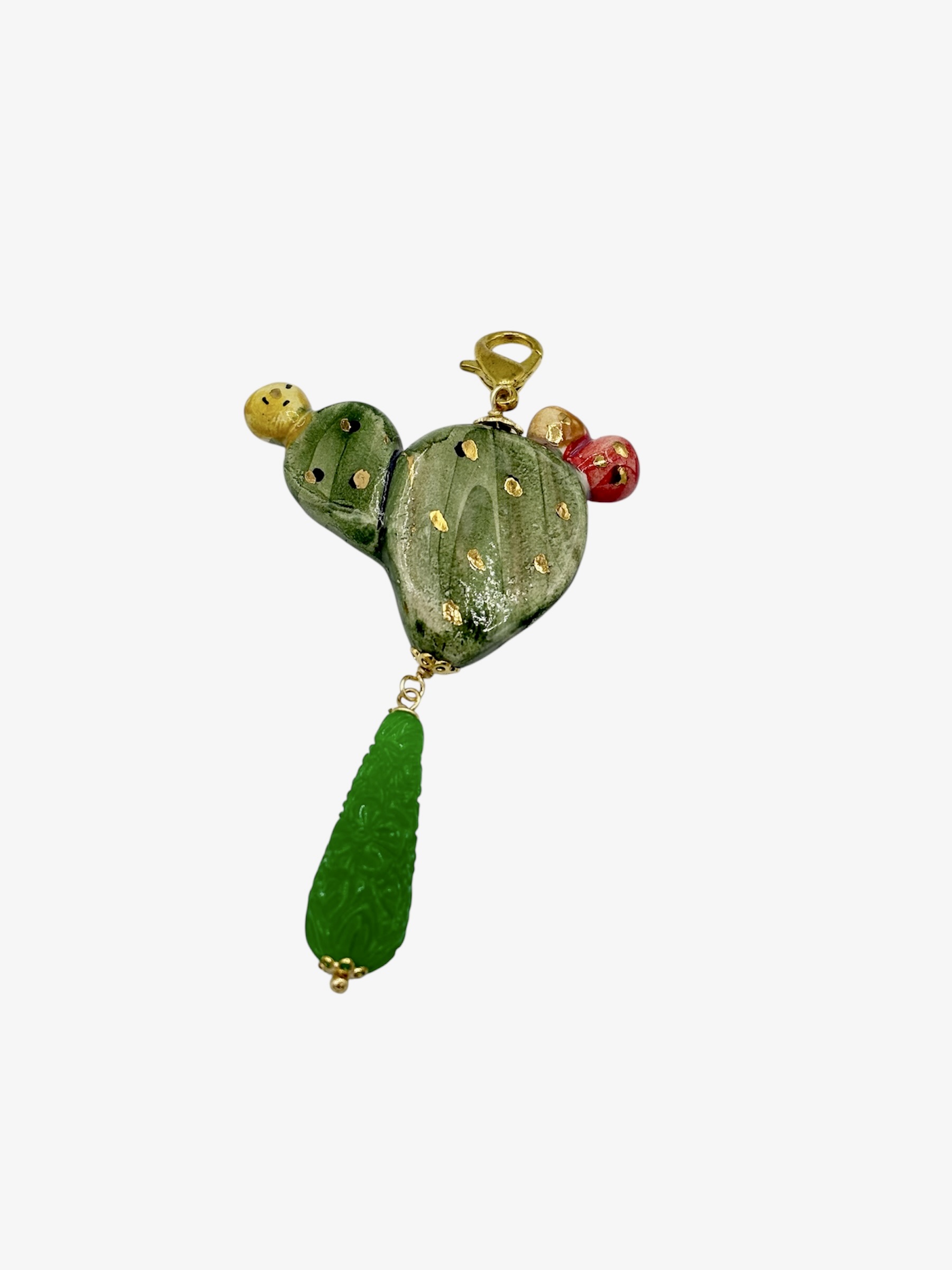 Charms con fico d’India in Ceramica e Lustro in oro