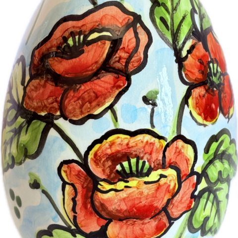 Uovo in ceramica dipinto a mano – decoro floreale siciliano
