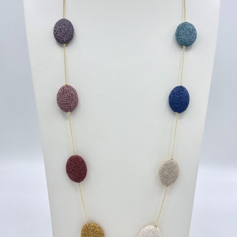 Collana in Ottone con Pietre Laviche Multicolor